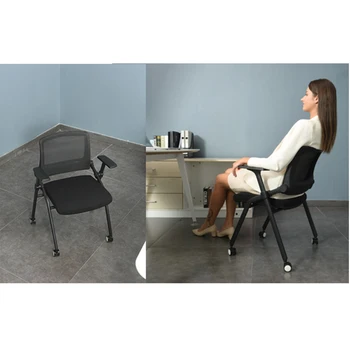 Высококачественный складной стул для конференц-зала 2 в 1, штабелируемый обучающий офисный стул 1