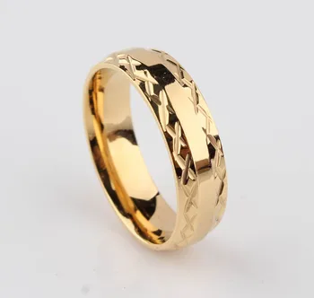 золотые кружевные обручальные кольца для мужчин и женщин с рисунком 6 мм из нержавеющей стали для пары ювелирных изделий оптом 1