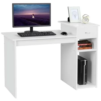 Рабочий стол для домашнего офиса, рабочее место, Компьютерный стол с выдвижным ящиком и местом для хранения, Белый стол, столы для гостиной, мебель для чтения, игры 1