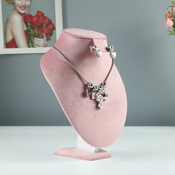 Стеллаж для ювелирных изделий, витрина из розовой бархатной ткани, ожерелье, кольцо, реквизит для показа ювелирных изделий, высококлассный реквизит для показа, бесплатная комбинация 1