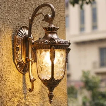 Уличный настенный светильник в европейском стиле, внутренний и наружный Водонепроницаемый светодиодный настенный светильник, простая дверь в коридор, балкон, вилла, садовый светильник 1