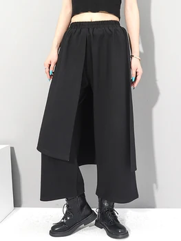 ШИКАРНЫЕ Нерегулярные Однотонные Свободные брюки для женщин с высокой талией, повседневные минималистичные асимметричные брюки, женская осенняя модная одежда 1