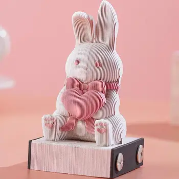 3D Бумажный Художественный Блокнот Отрывной Кролик Скульптура Кролик Резьба Художественный Блокнот Для DIY Украшения Подарок Новоселье Настольный Подарок 2