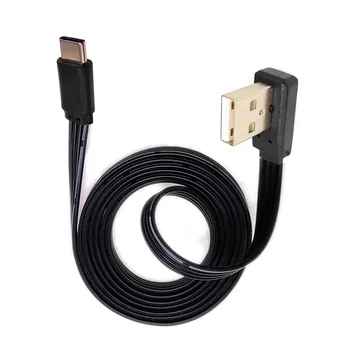 Плоский USB 2.0 Type-c под прямым углом 90, кабель для быстрой зарядки и синхронной передачи данных, 10 см 20 СМ 30 см 50 см 100 см 2
