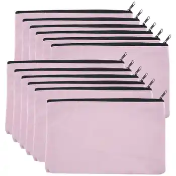 Розовая холщовая косметичка из 12 упаковок, объемные косметички с многоцветной застежкой-молнией, Холщовый пенал на молнии, поделки своими руками 2