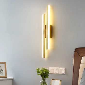 Современный светодиодный настенный светильник черного золота с регулируемой яркостью Декоративный прожектор для спальни гостиной Прикроватный фоновый светильник интерьера 2