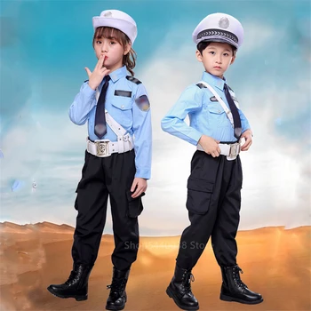 Хэллоуин, Крошечный мальчик-полицейский, полицейская форма, косплей-костюм для детской карнавальной вечеринки, Армейский Рождественский подарок, Необычная карнавальная вечеринка для детей 2