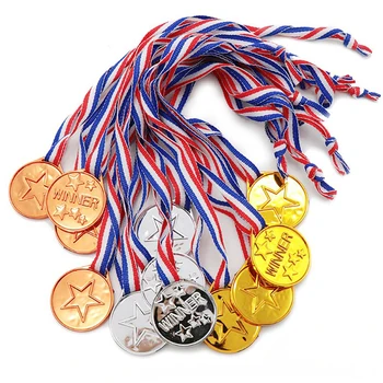 1 шт. Наградные медали, детские золотые пластиковые медали победителей, Спортивная сумка для вечеринки, призы, игрушки, безопасный экологичный материал ABS 3