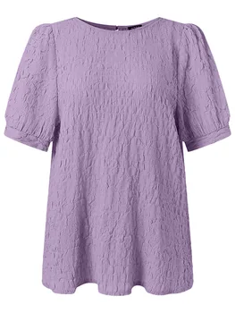 Женская элегантная блузка VONDA 2023, винтажные однотонные рубашки, женский пуловер с рукавом-фонариком, повседневные топы для вечеринок, блузки оверсайз 3