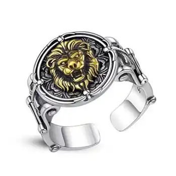 Модное кольцо ручной работы с оригинальным дизайном в виде головы тигра для мужчин, ретро-хипстерское одиночное регулируемое кольцо, ювелирный подарок в стиле панк 3