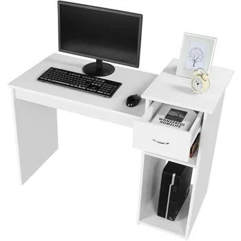Рабочий стол для домашнего офиса, рабочее место, Компьютерный стол с выдвижным ящиком и местом для хранения, Белый стол, столы для гостиной, мебель для чтения, игры 3