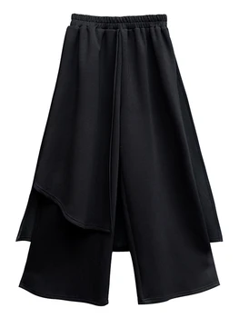 ШИКАРНЫЕ Нерегулярные Однотонные Свободные брюки для женщин с высокой талией, повседневные минималистичные асимметричные брюки, женская осенняя модная одежда 3