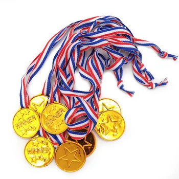 1 шт. Наградные медали, детские золотые пластиковые медали победителей, Спортивная сумка для вечеринки, призы, игрушки, безопасный экологичный материал ABS 4