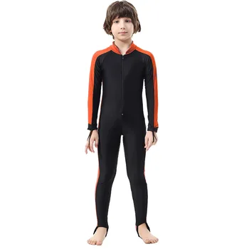 Детские цельные костюмы для мальчиков и девочек, защита от сыпи для серфинга, длинные гидрокостюмы на молнии с длинными рукавами, купальники, купальные костюмы 4