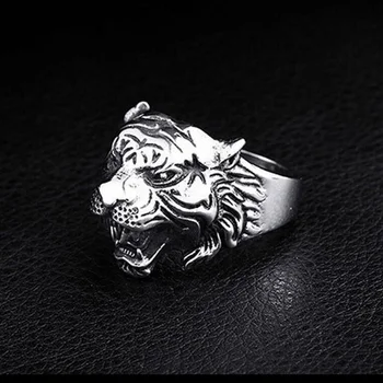 Модное кольцо ручной работы с оригинальным дизайном в виде головы тигра для мужчин, ретро-хипстерское одиночное регулируемое кольцо, ювелирный подарок в стиле панк 4