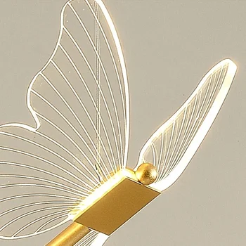 Современная светодиодная люстра в виде бабочки, Акриловая подсветка лестницы в выставочном зале для спальни, Ночник, светильники 4