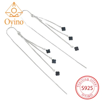 Oyino NEW S925 стерлингового серебра с кисточкой из четырехлистного клевера skinny face Корейская версия роскошных женских сережек light sense of luxury 5