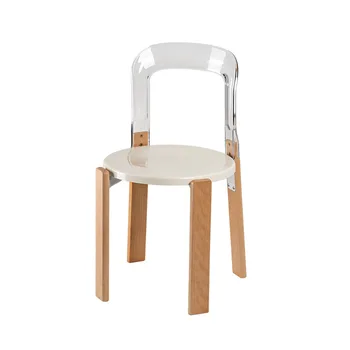 Винтажный барный стул из массива дерева, художественный дизайнер для столовой, Спинка для завтрака, Пластиковое кресло с откидной спинкой, Кухонная мебель для сидения 5