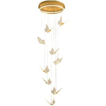 Современная светодиодная люстра в виде бабочки, Акриловая подсветка лестницы в выставочном зале для спальни, Ночник, светильники 5
